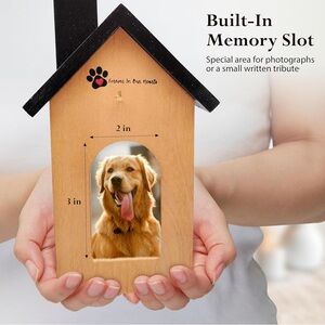Wooden Pet Memorial Frame with Black Roof